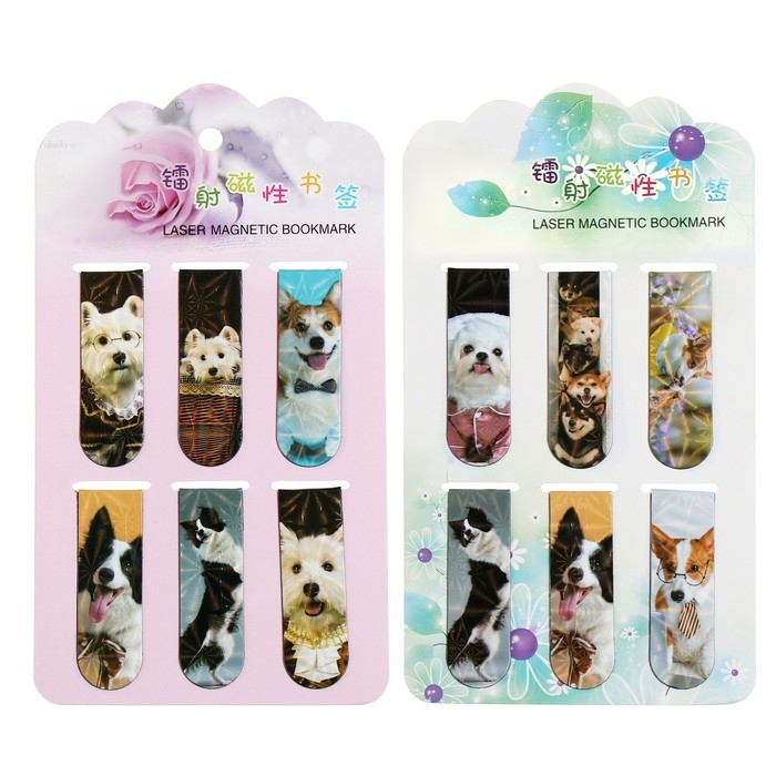 Набор магнитных закладок для книг Calligrata 6 штук, Набор магнитных закладок для книг Calligrata 6 штук, "Собачки", МИКС