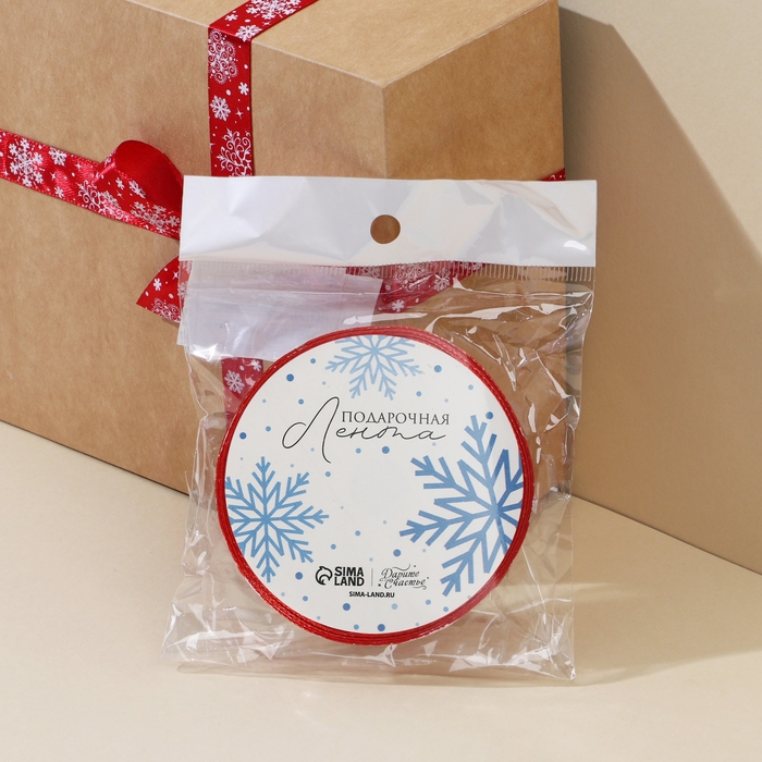 Лента атласная декоративная «Снежинки», 1,5 см × 5 м Лента атласная декоративная «Снежинки», 1,5 см × 5 м
