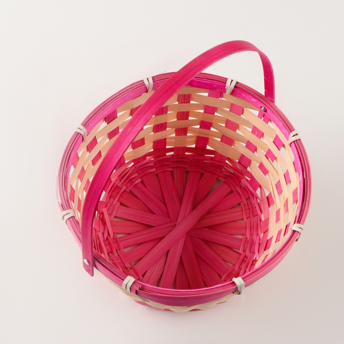 Корзина плетёная, 21 х 21 х 10/24 см, бамбук, розовая