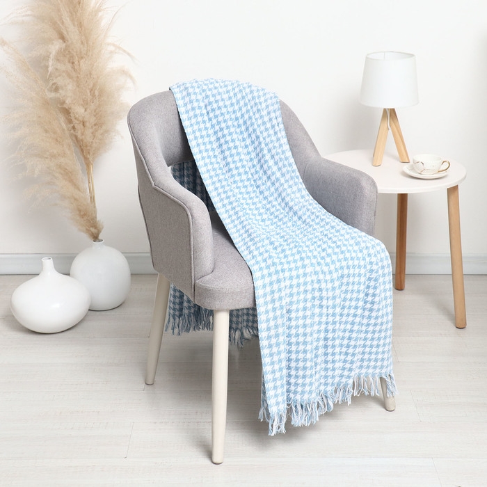 Плед Римский 140х200см, голубой, хл80%, пэ20%, 320г/м