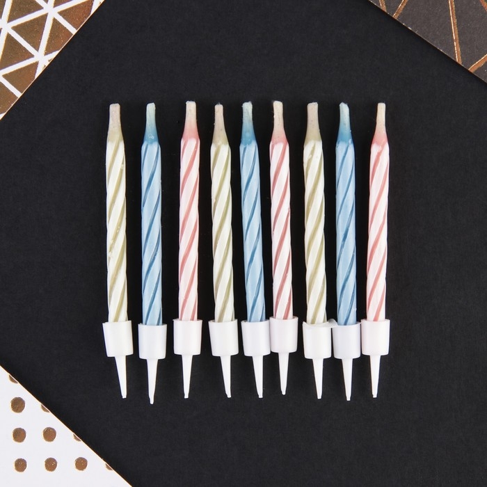 Свечи для торта незадуваемые &laquo;С Днем рождения&raquo;, 10 шт., 5,7 х 0,4 см