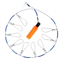 Кукан металлический с поплавком, 9 карабинов