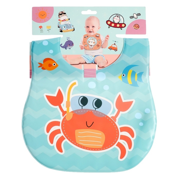 Нагрудник для кормления «Любимый малыш: Крабик», непромокаемый, цвет голубой Нагрудник для кормления «Любимый малыш: Крабик», непромокаемый, цвет голубой