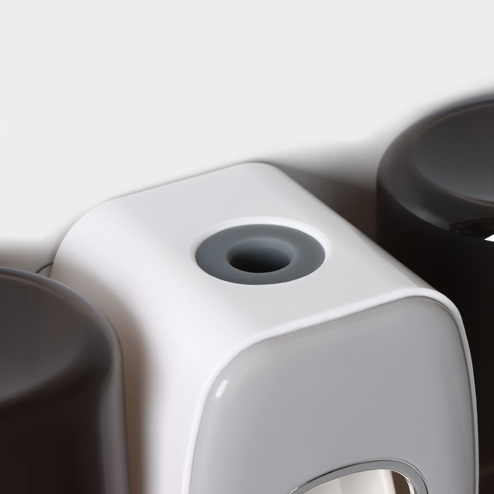 Держатель для зубных щёток с выдавливателем для зубной пасты, стакан 2 шт, 20&times;10,2&times;6,2 см, цвет серый