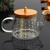 Чайник заварочный стеклянный с бамбуковой крышкой Дорого внимание «Время чудес», 600 мл Чайник заварочный стеклянный с бамбуковой крышкой Дорого внимание «Время чудес», 600 мл