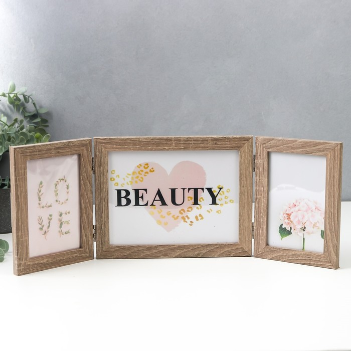 Фоторамка пластик на 3 фото 10х15, 15х20 см Фоторамка пластик на 3 фото 10х15, 15х20 см "Бук" 18х49 см