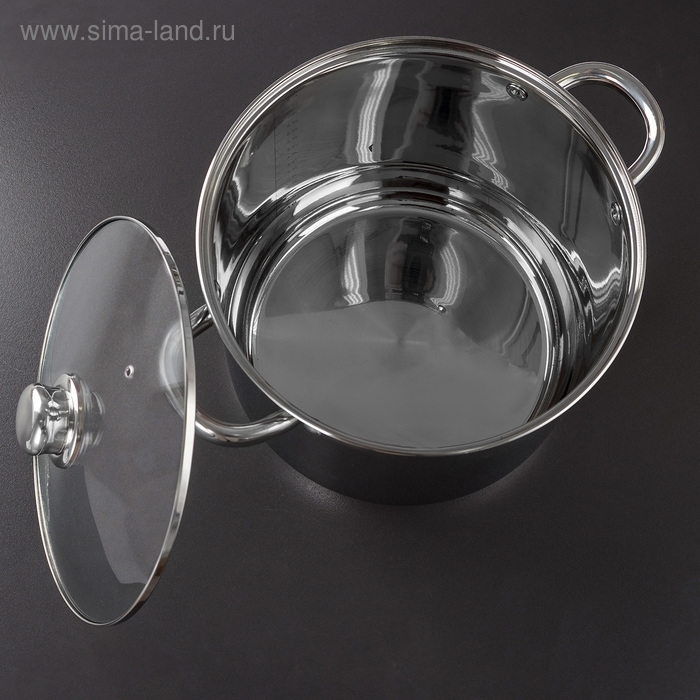 Кастрюля из нержавеющей стали Magistro Grande, 8,9 л, с крышкой, капсульное дно, индукция