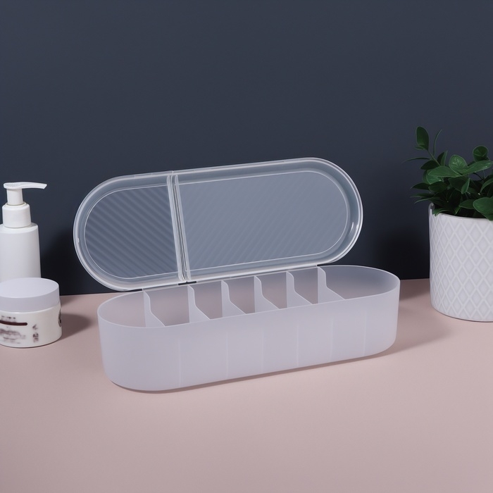 Органайзер для хранения, с крышкой, 7 секции, 28 &times; 10,5 см, цвет прозрачный