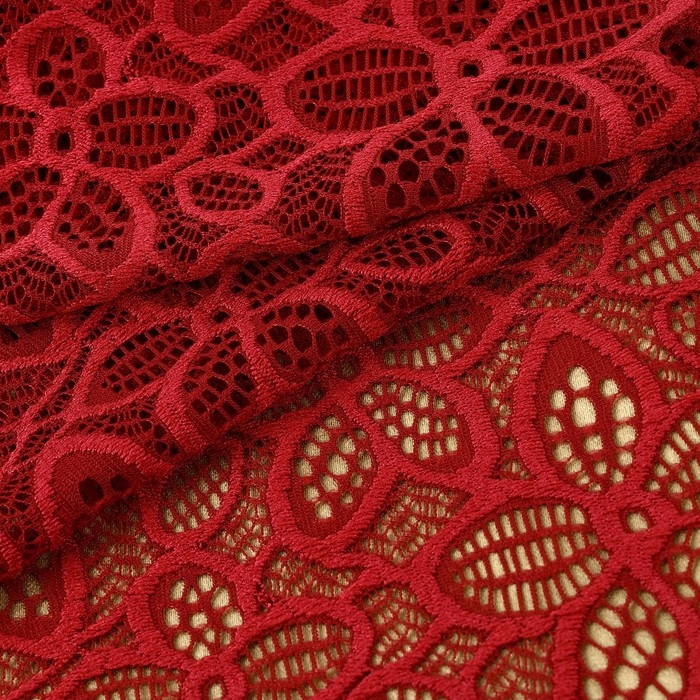 Кружевная эластичная ткань, 180 мм × 2,7 ± 0,5 м, цвет бордовый Кружевная эластичная ткань, 180 мм × 2,7 ± 0,5 м, цвет бордовый