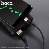 Кабель Hoco X26, Type-C - USB, 3 А, 1 м, нейлоновая оплетка, чёрно-золотистый Кабель Hoco X26, Type-C - USB, 3 А, 1 м, нейлоновая оплетка, чёрно-золотистый