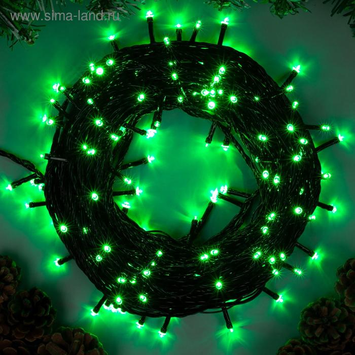 Гирлянда «Нить» 20 м, IP20, тёмная нить, 200 LED, свечение зелёное, 8 режимов, 220 В Гирлянда «Нить» 20 м, IP20, тёмная нить, 200 LED, свечение зелёное, 8 режимов, 220 В