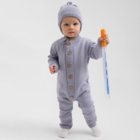 Комбинезон детский вязаный MINAKU, рост 86-92, цвет серо-голубой