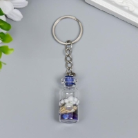 Брелок пластик "Ракушка и жемчужина в бутылочке" синий 3,6х1,6х1,6 см Брелок пластик "Ракушка и жемчужина в бутылочке" синий 3,6х1,6х1,6 см