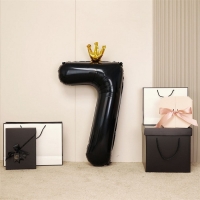 Шар фольгированный 40" &laquo;Цифра 7 с короной&raquo;, цвет чёрный