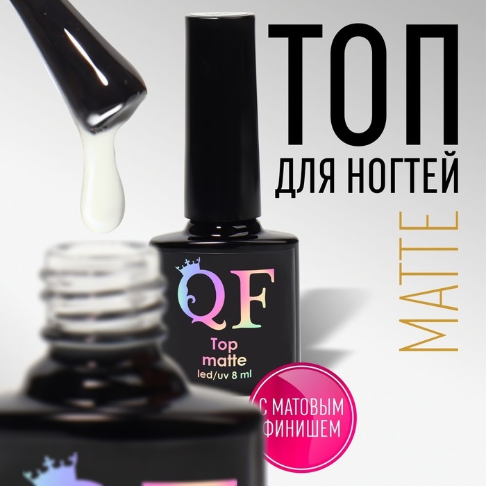 Топ для ногтей &laquo;MATTE&raquo;, с матовым финишем, 8 мл, LED/UV, цвет прозрачный
