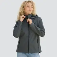 Куртка софтшелл с капюшоном женская Race Women, темно-серая, размер 3XL
