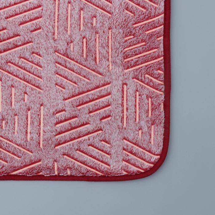 Коврик для ванной светящийся в темноте &laquo;Светящиеся грани&raquo;, 50&times;80 см, цвет бордовый