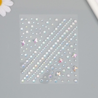 Наклейка пластик стразы "Стразы и бабочки" 12х10 см Наклейка пластик стразы "Стразы и бабочки" 12х10 см