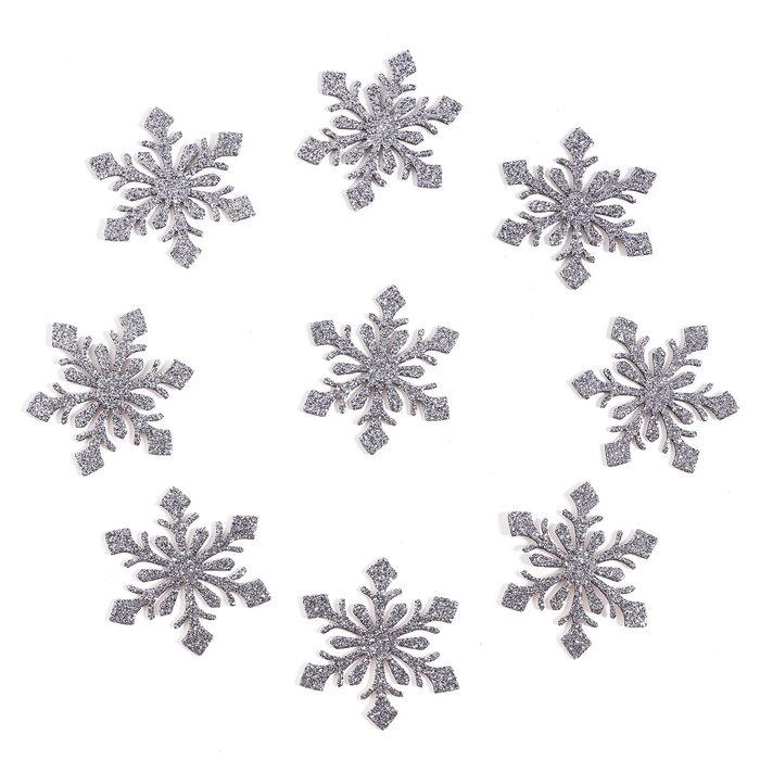 Новый год! Декор &laquo;Снежинки&raquo;, набор 9 шт., цвет серебро