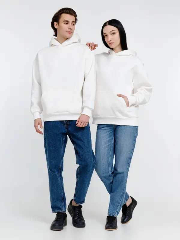 Худи оверсайз унисекс Go Easy, молочно-белое, размер M