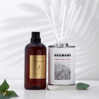 Набор диффузор ароматический "Aromame", гардения жасминовидная, 500 мл, круглая банка Набор диффузор ароматический "Aromame", гардения жасминовидная, 500 мл, круглая банка