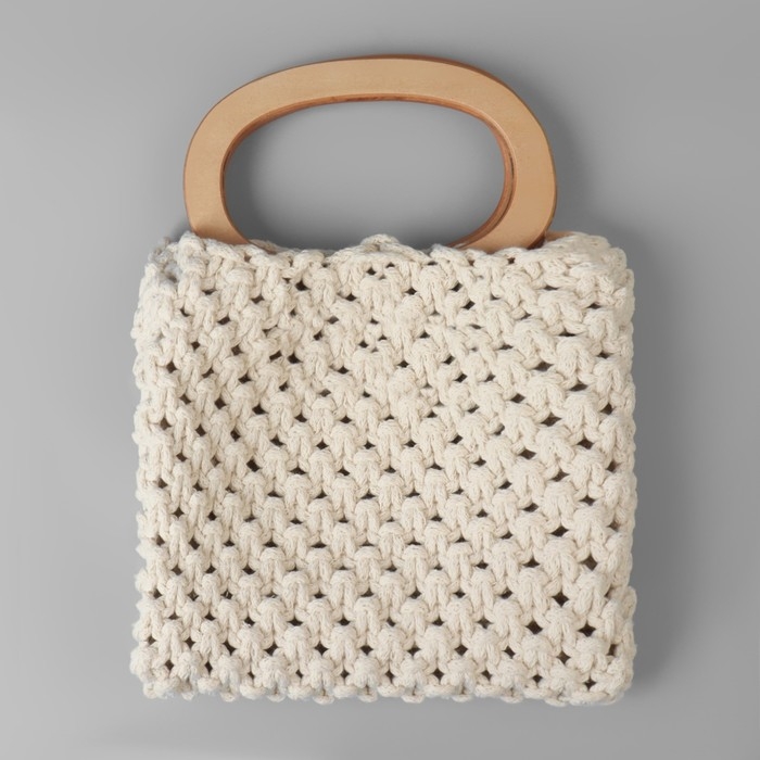 Ручки для сумок деревянные, d = 13 &times; 7,5 / 17 &times; 11,5 см, 2 шт, цвет бежевый