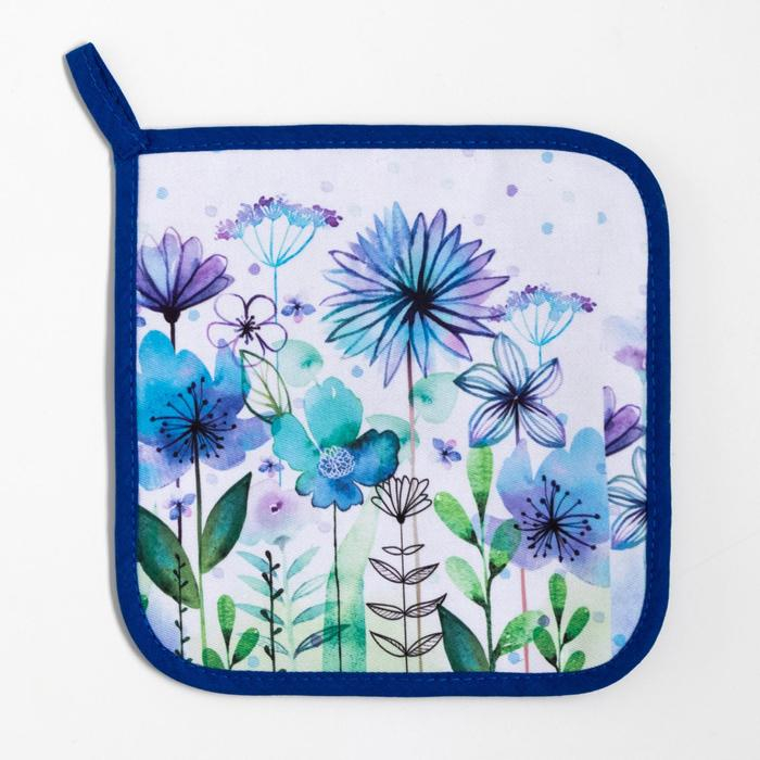 Набор кухонный &laquo;Blue flowers&raquo; варежка-прихватка 20х28см, прихватка 19х19см,100% хл