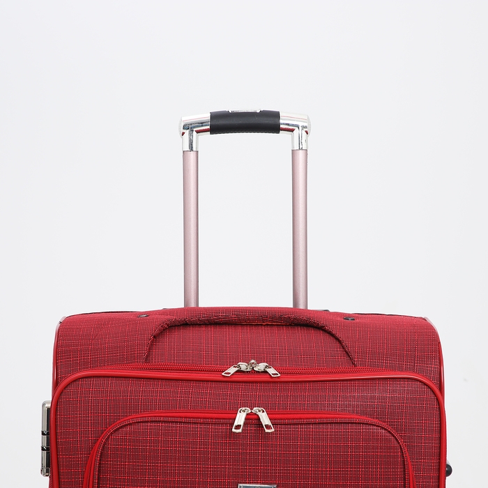 Чемодан большой 95 л (L), отдел на молнии, с расширением, кодовый замок, 4 колеса, 2 наружных кармана, цвет красный