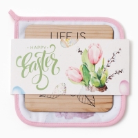 Набор кухонный "Тюльпаны" прихватка 19х19см, подставка под горячее