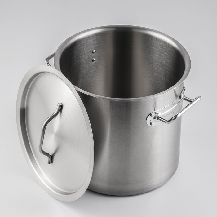 Кастрюля из нержавеющей стали Hanna Kn&ouml;vell HoReCa, 12 л, толщина 0,8 мм, 201 сталь, металлическая крышка