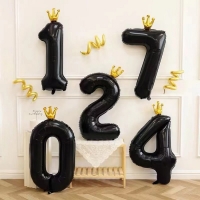 Шар фольгированный 40" &laquo;Цифра 1 с короной&raquo;, цвет чёрный