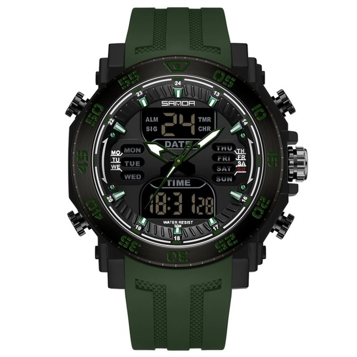 Часы наручные электронные, d-5.3, будильник, календарь подсвтека, ремешок силикон, зеленые 985523 Часы наручные электронные, d-5.3, будильник, календарь подсвтека, ремешок силикон, зеленые 985523