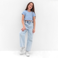 Футболка для девочки MINAKU, цвет голубой, рост 128 см