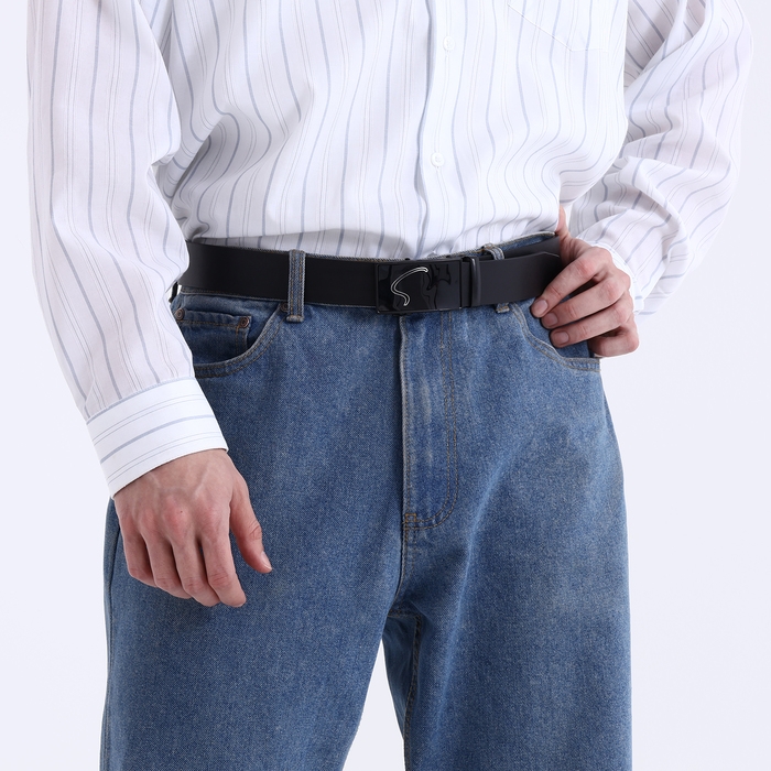 Ремень мужской «Великан», ширина 4 см, автомат, пряжка металл, цвет чёрный Ремень мужской «Великан», ширина 4 см, автомат, пряжка металл, цвет чёрный