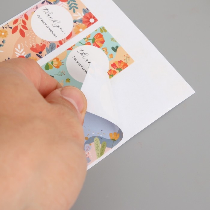 Наклейка бумага благодарность Наклейка бумага благодарность "Краски лета" набор 60 шт 10х10 см