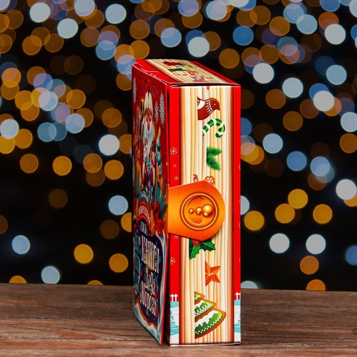 Новый год. Коробка подарочная складная"Новогодняя" 21 х 6 х 22 см.