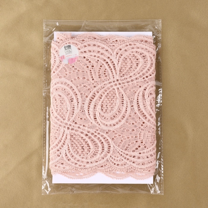 Кружевная эластичная ткань, 180 мм &times; 2,7 &plusmn; 0,5 м, цвет розово-бежевый