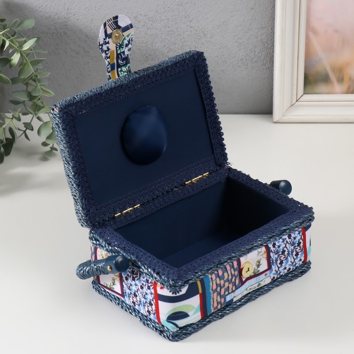 Шкатулка для рукоделия Шкатулка для рукоделия "Пэчворк. Синие цветы" 18х12х9,5 см