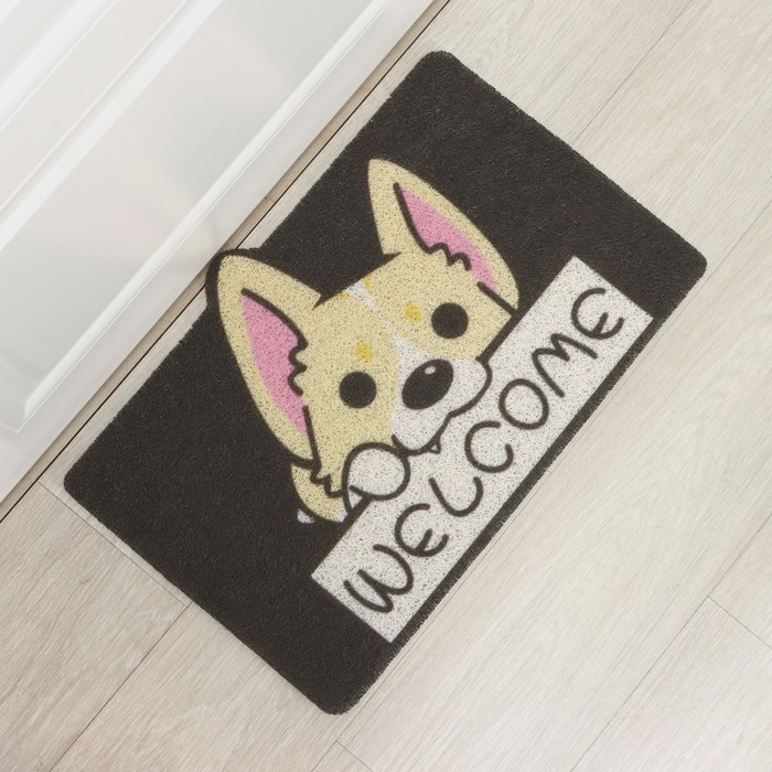 Коврик придверный грязезащитный Доляна &laquo;Корги&raquo;, 40&times;60 см, цвет МИКС