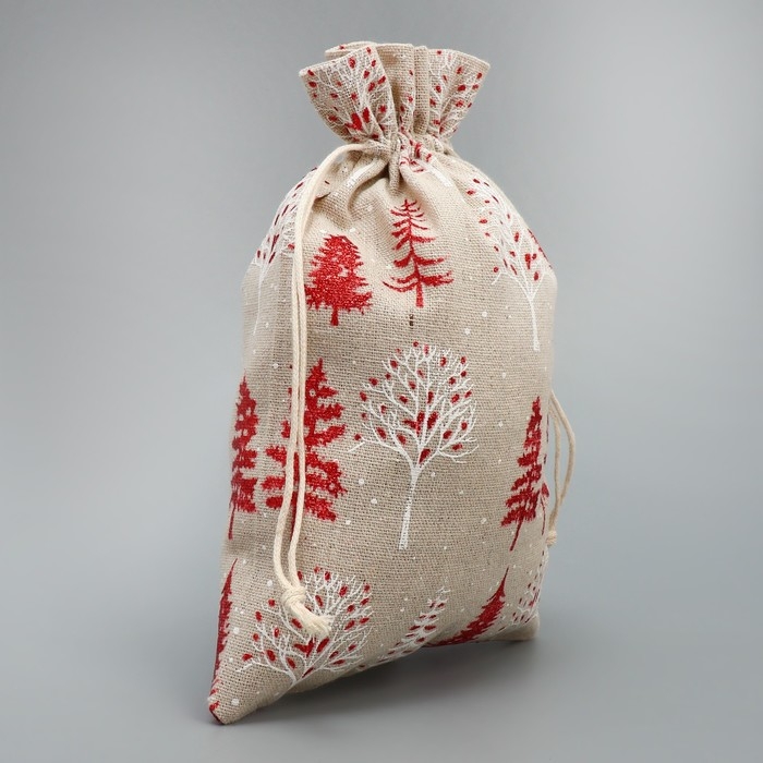 Мешочек подарочный &laquo;Новогодний лес&raquo;, холща, 16 х 24 см +/- 1.5 см, Новый год