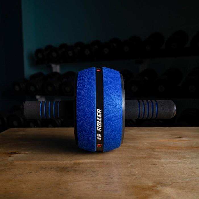 Ролик для пресса ONLYTOP, 28х16х16 см, с ковриком, цвет синий