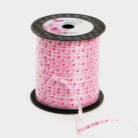 Лента упаковочная пластиковая &laquo;Сердечки и звездочки&raquo;, белая, 0.5 см х 200м