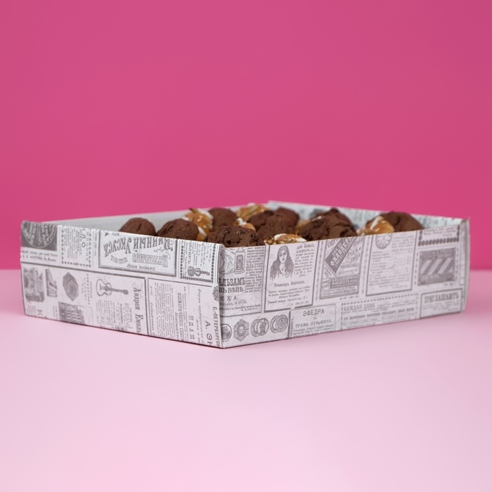 Коробка самосборная, крышка-дно, с окном, &laquo;Газета&raquo; 18 х 15 х 5 см