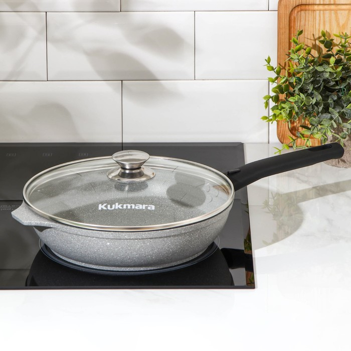 Сковорода, d=24 см, съёмная ручка, стеклянная крышка, антипригарное покрытие, цвет светлый мрамор Сковорода, d=24 см, съёмная ручка, стеклянная крышка, антипригарное покрытие, цвет светлый мрамор