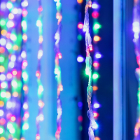 Гирлянда &laquo;Водопад&raquo; 2 &times; 1.5 м, IP44, прозрачная нить, 400 LED, свечение мульти, 8 комбинаций режимов, 220 В