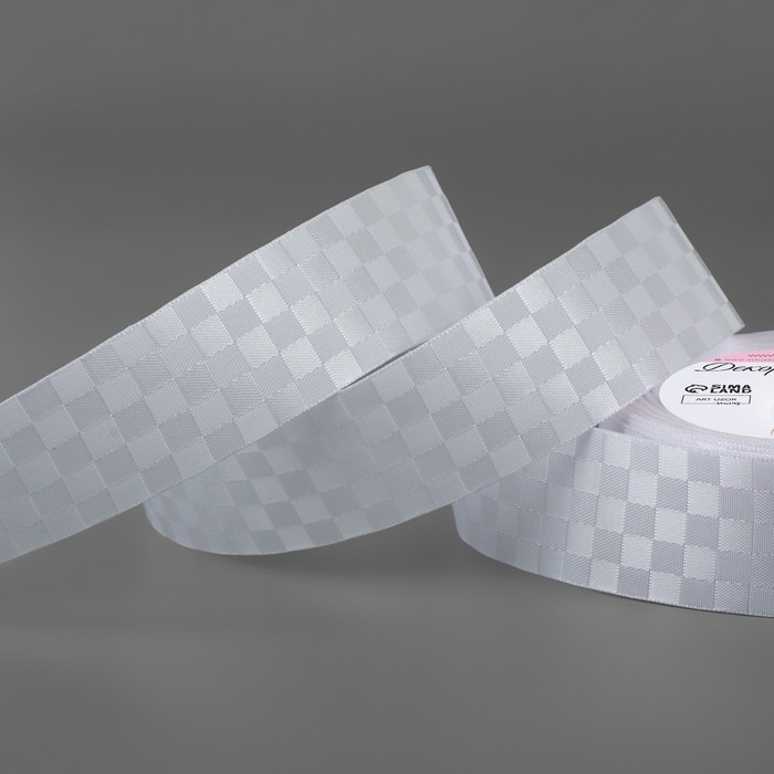 Лента декоративная &laquo;Квадраты&raquo;, 25 мм &times; 9,1 &plusmn; 0,5 м, цвет белый