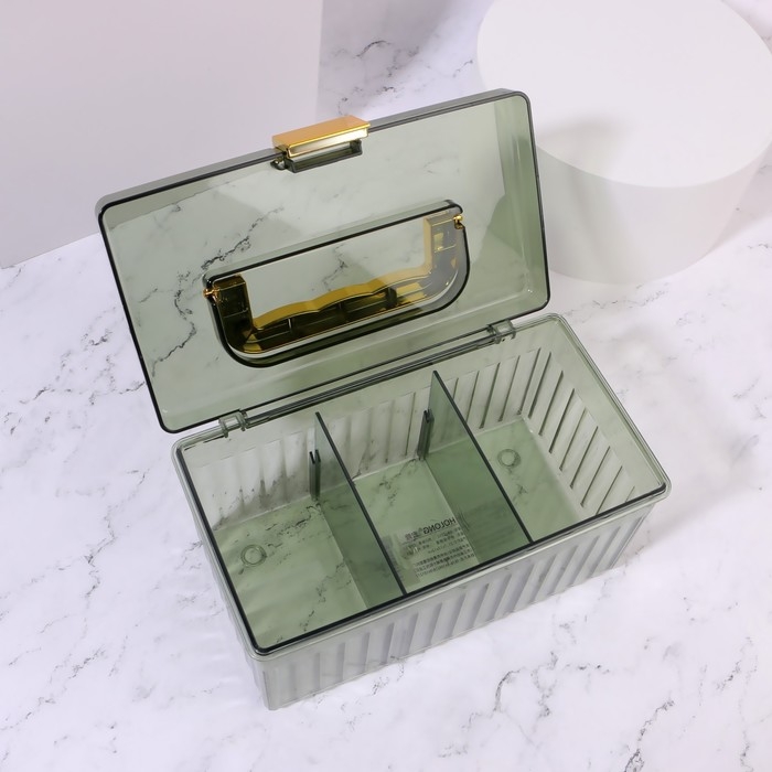 Органайзер для хранения косметических принадлежностей &laquo;LIGHT&raquo;, сундук с крышкой, съёмные перегородки, 21,5 &times; 12 &times; 12 см, цвет МИКС