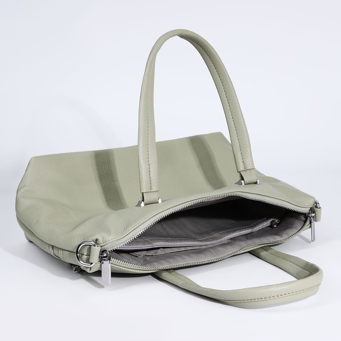 Сумка-тоут на молнии, 2 наружных кармана, цвет светло-зелёный Сумка-тоут на молнии, 2 наружных кармана, цвет светло-зелёный