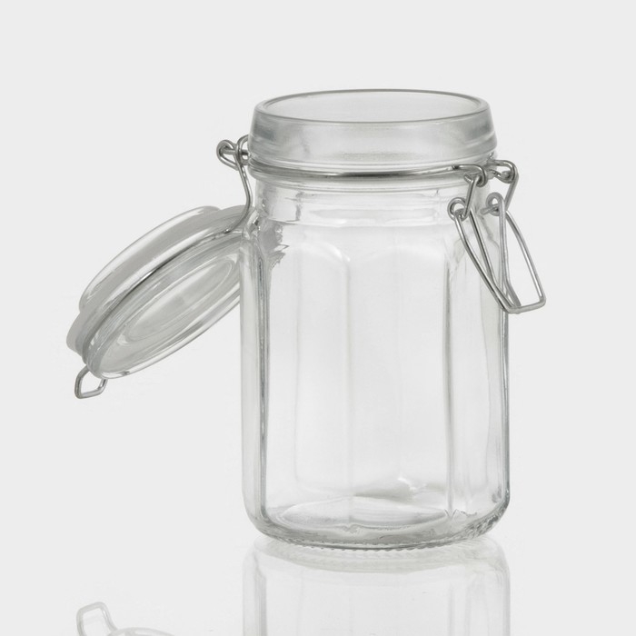 Банка стеклянная для хранения сыпучих продуктов &laquo;Угол&raquo;, 250 мл, 6&times;11,5 см, с бугельным замком