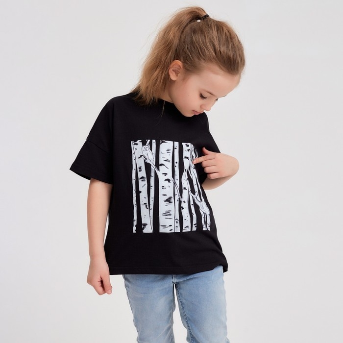 Футболка детская MINAKU «Берёза», цвет чёрный, рост 146 Футболка детская MINAKU «Берёза», цвет чёрный, рост 146